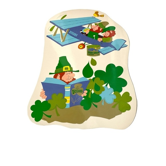 Vintage 70s cardboard die cut St. Patrick’s Day decorations set of 6 - Picture 3 of 7